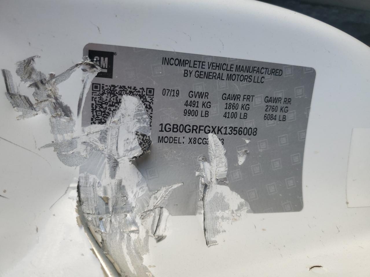 2019 Chevrolet Express G3500 VIN: 1GB0GRFGXK1356008 Lot: 81404845