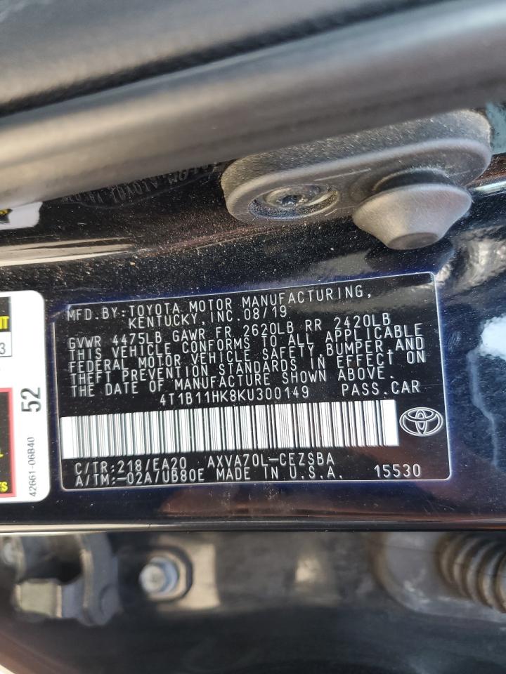 2019 Toyota Camry L VIN: 4T1B11HK8KU300149 Lot: 84198045