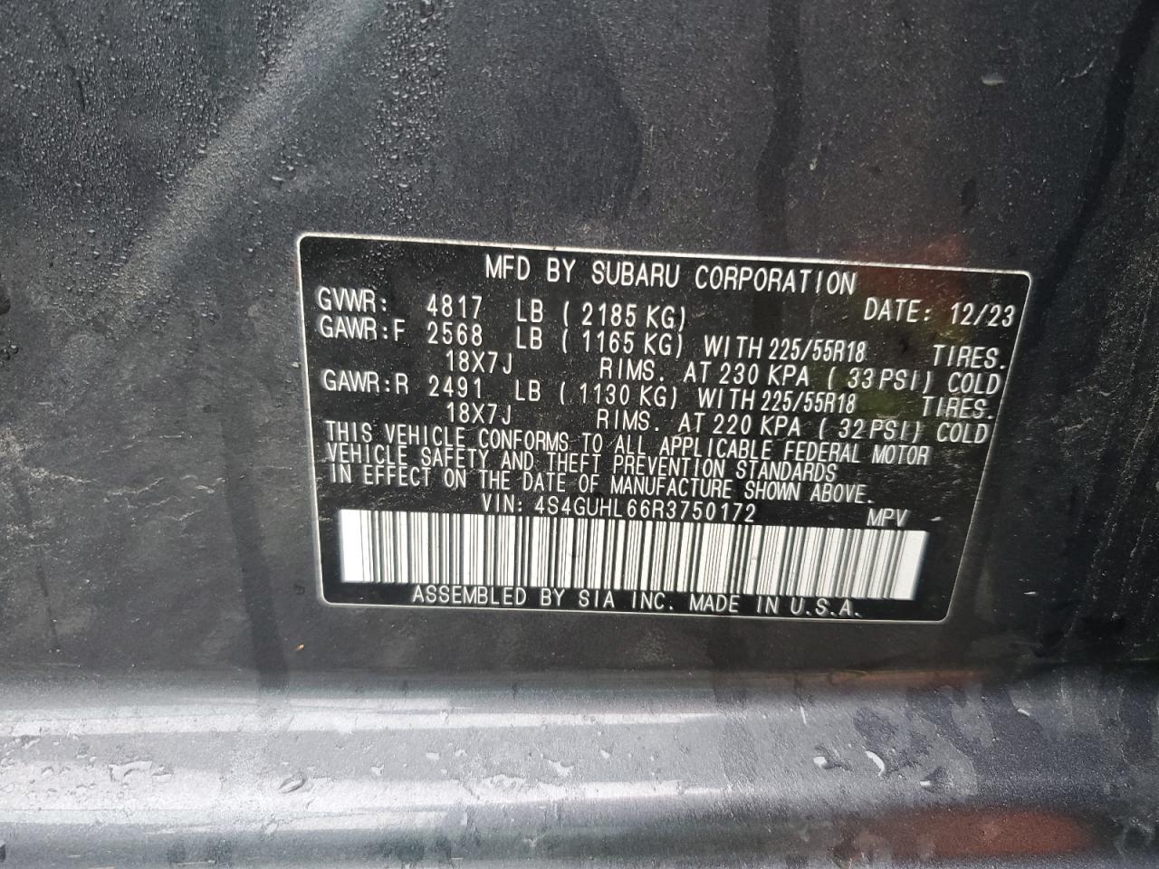 2024 Subaru Crosstrek Limited VIN: 4S4GUHL66R3750172 Lot: 82125365