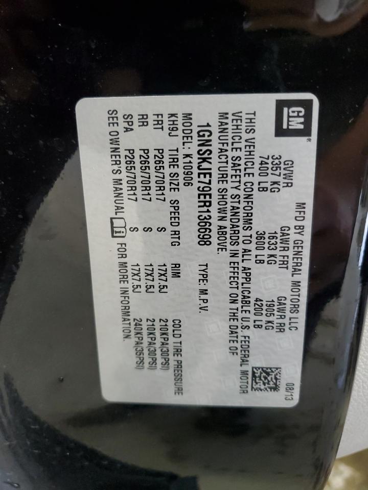 2014 Chevrolet Suburban K1500 Lt VIN: 1GNSKJE79ER136698 Lot: 81097775