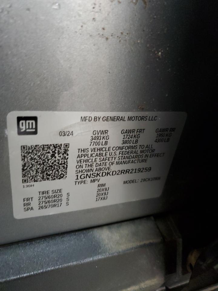 2024 Chevrolet Suburban K1500 Z71 VIN: 1GNSKDKD2RR219259 Lot: 82117815