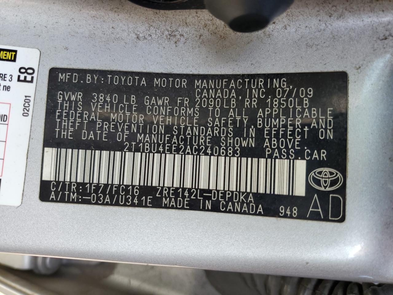 2010 Toyota Corolla Base VIN: 2T1BU4EE2AC240683 Lot: 81677335