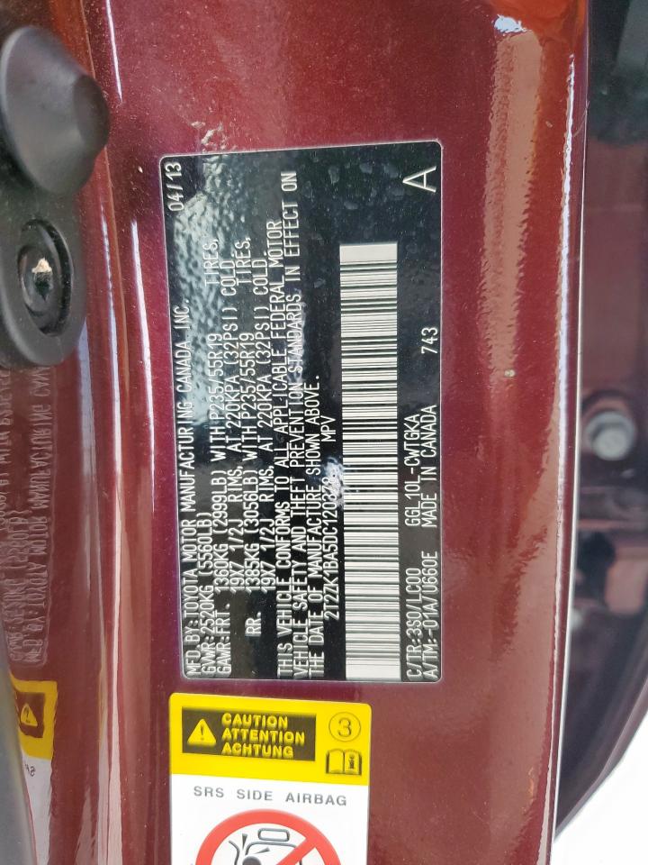 2013 Lexus Rx 350 VIN: 2T2ZK1BA5DC120378 Lot: 81269675