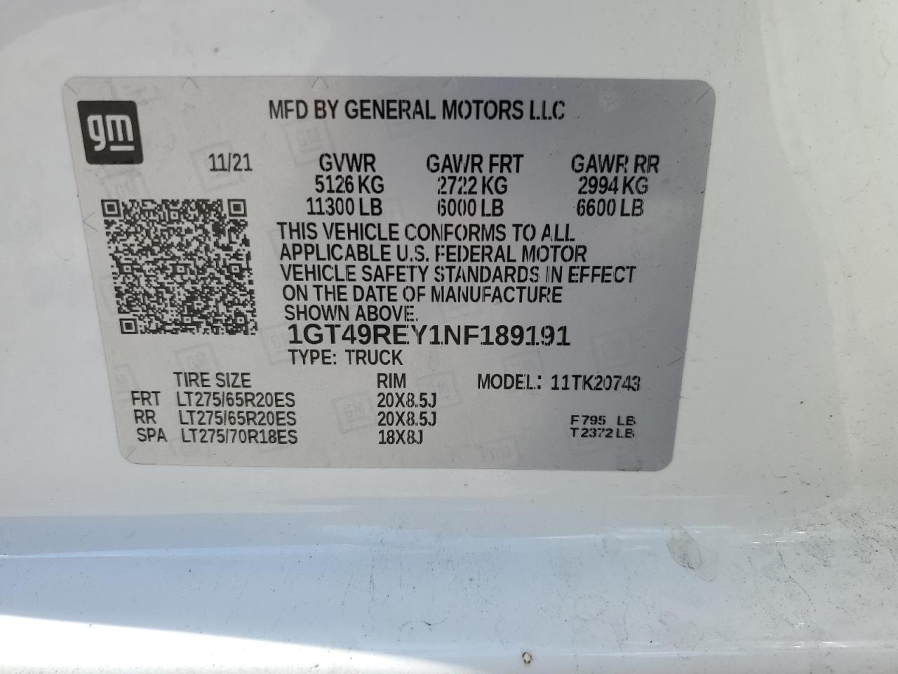 2022 GMC Sierra K2500 Denali VIN: 1GT49REY1NF189191 Lot: 71779345
