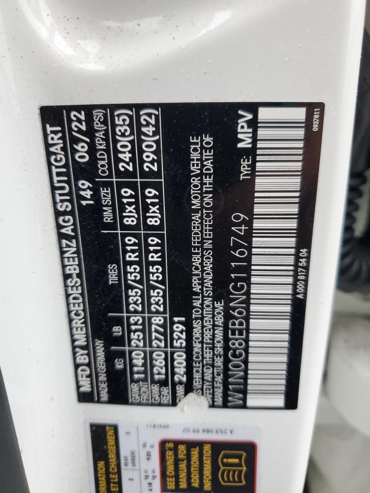 2022 Mercedes-Benz Glc 300 4Matic VIN: W1N0G8EB6NG116749 Lot: 81318205