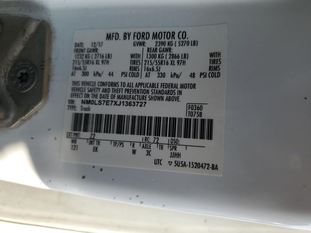 2018 Ford Transit Connect Xl VIN: NM0LS7E7XJ1363727 Lot: 84259075