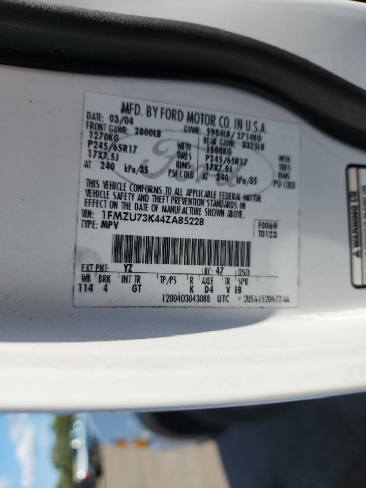 2004 Ford Explorer Xlt VIN: 1FMZU73K44ZA85228 Lot: 71421435