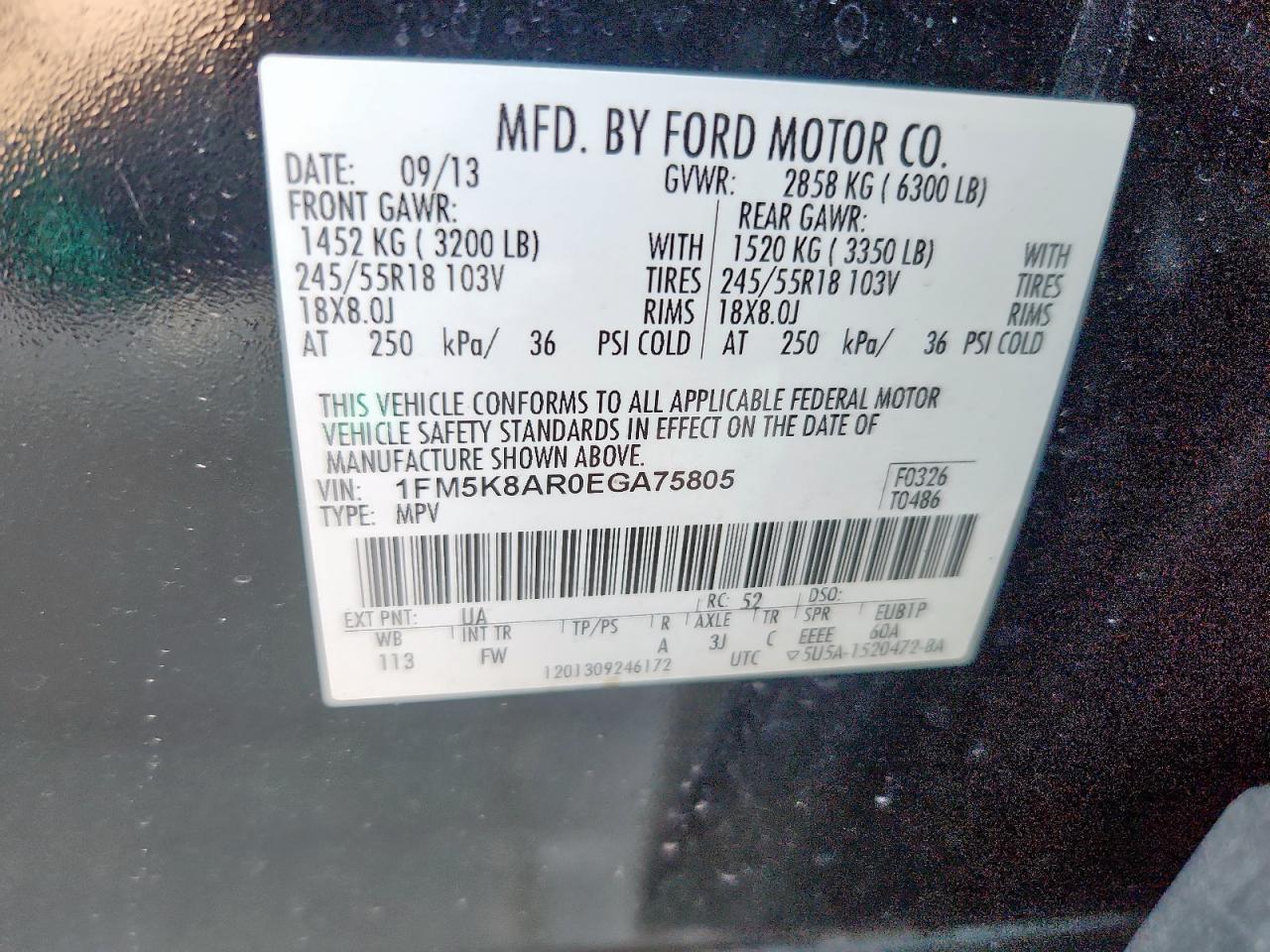 2014 Ford Explorer Police Interceptor VIN: 1FM5K8AR0EGA75805 Lot: 80198225