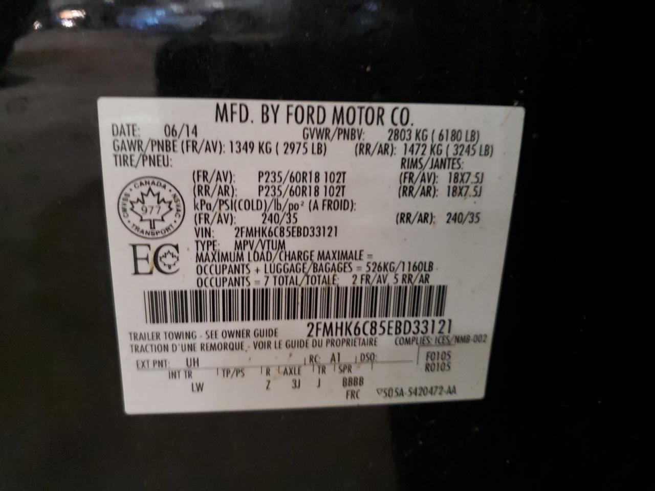 2014 Ford Flex Sel VIN: 2FMHK6C85EBD33121 Lot: 71716275