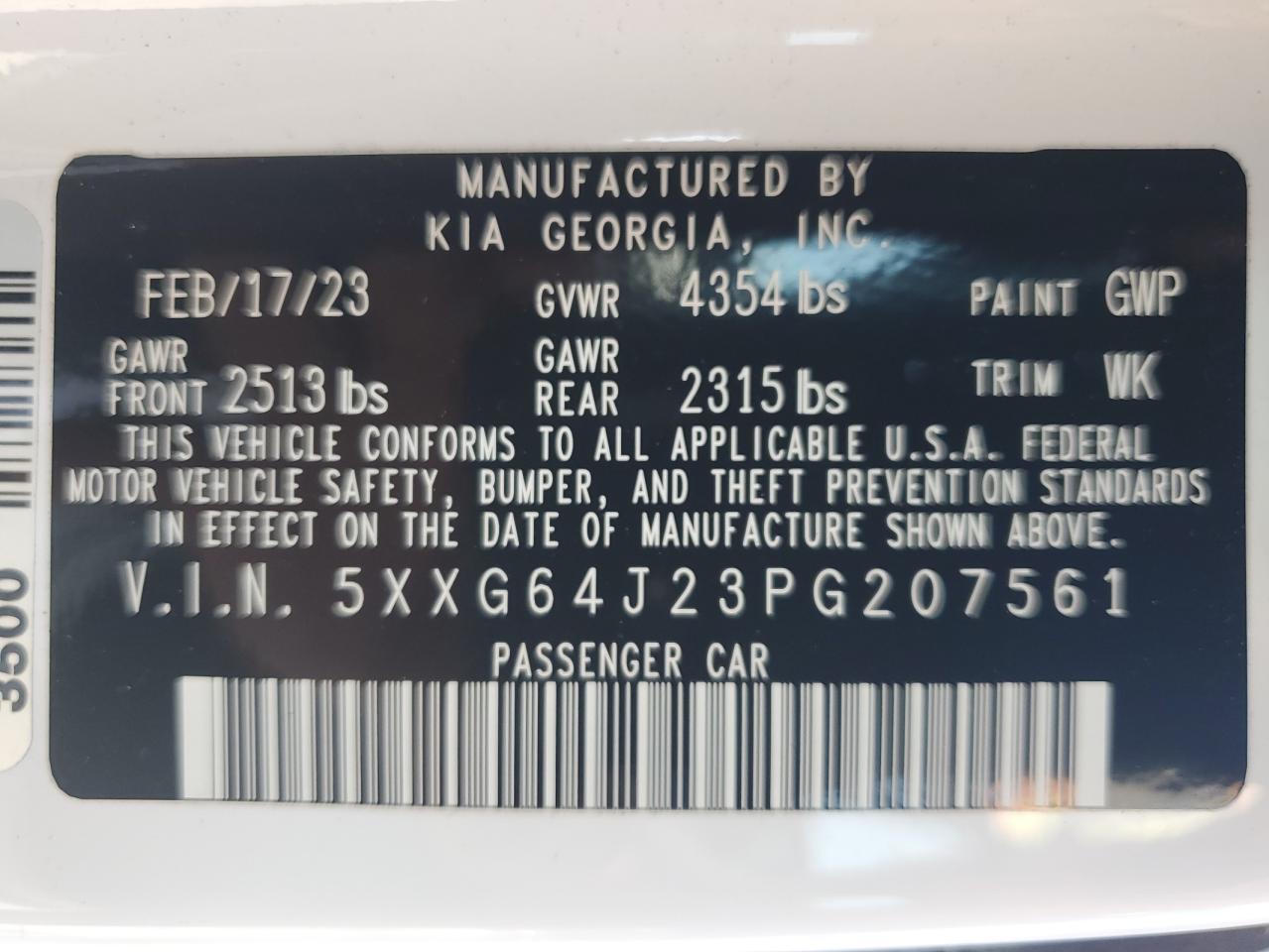 2023 Kia K5 Gt Line VIN: 5XXG64J23PG207561 Lot: 71253655