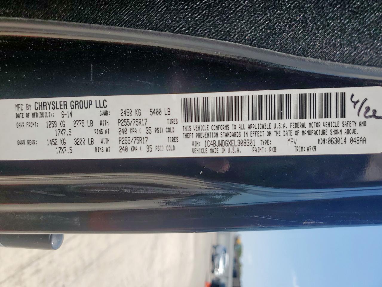 2014 Jeep Wrangler Unlimited Sport VIN: 1C4BJWDGXEL308301 Lot: 81073655