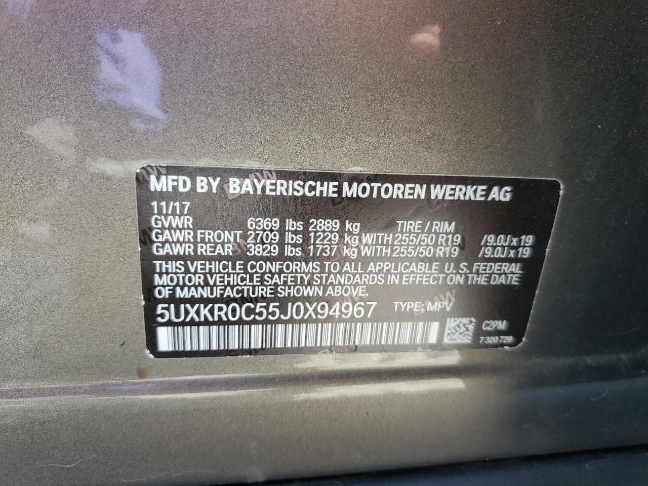 2018 BMW X5 xDrive35I VIN: 5UXKR0C55J0X94967 Lot: 80359685