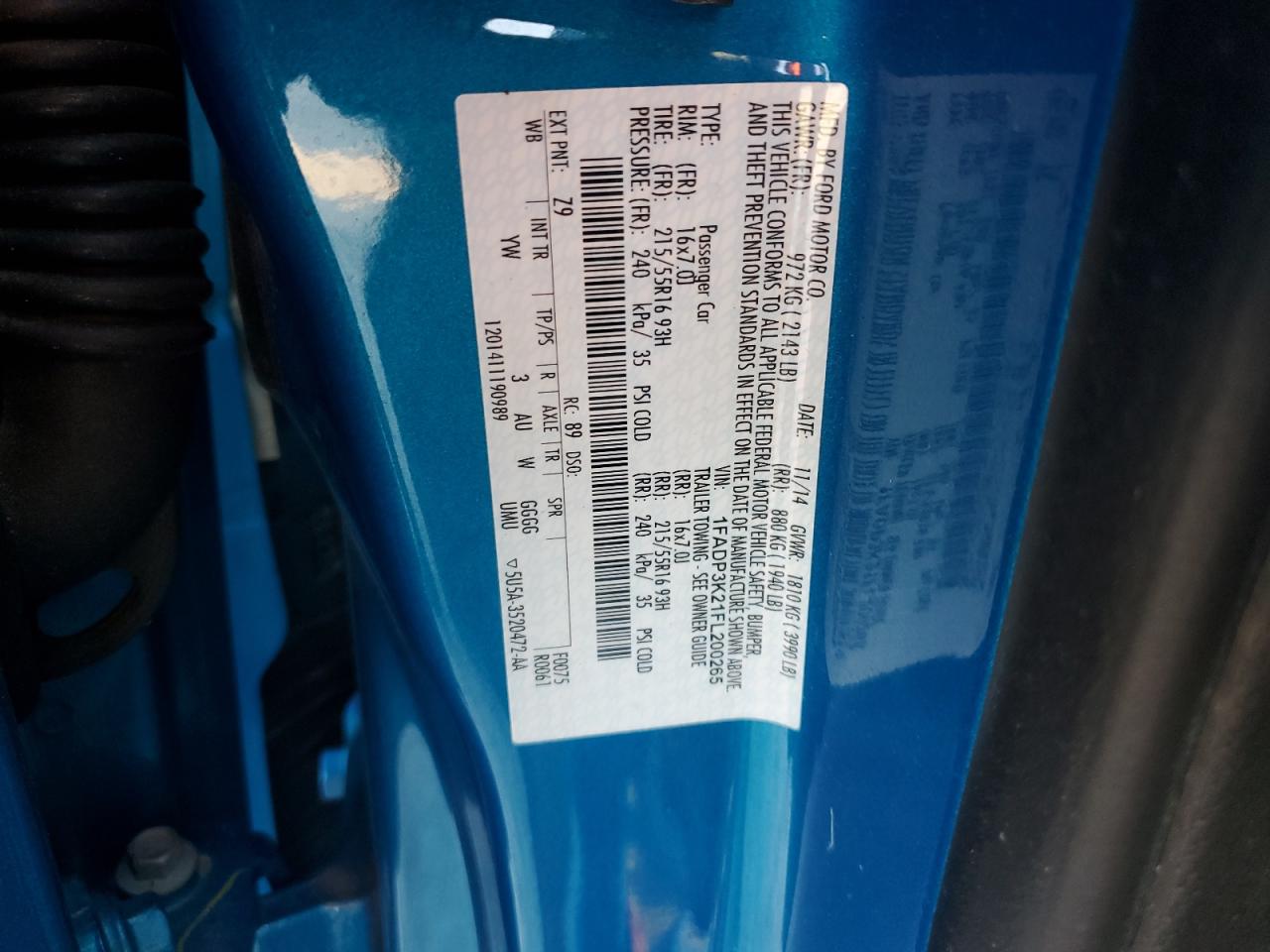 2015 Ford Focus Se VIN: 1FADP3K21FL200265 Lot: 80824005