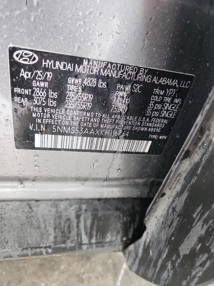 2019 Hyundai Santa Fe Limited VIN: 5NMS53AAXKH116764 Lot: 81682785