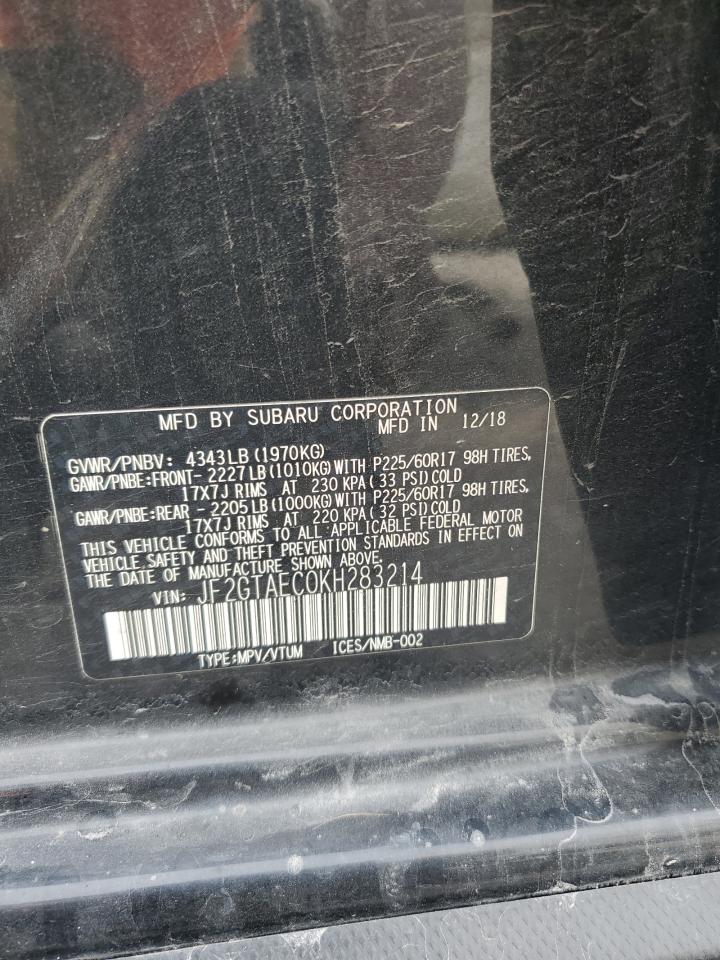 2019 Subaru Crosstrek Premium VIN: JF2GTAEC0KH283214 Lot: 81342595