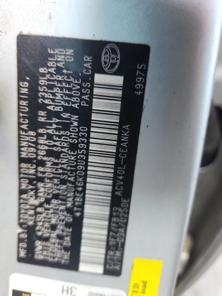 2009 Toyota Camry Base VIN: 4T1BE46K09U359330 Lot: 84945095