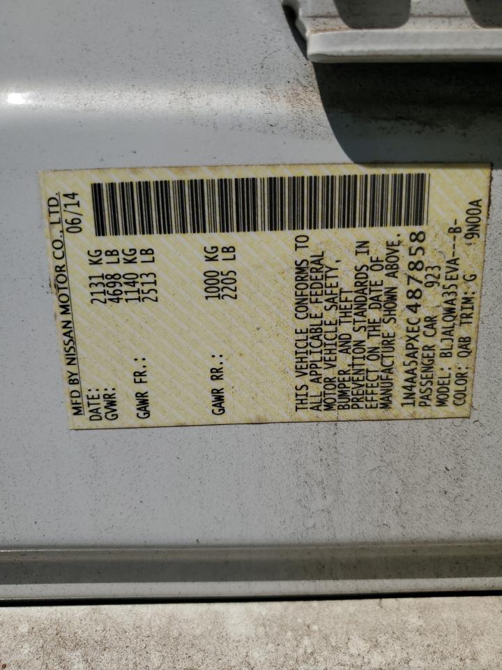 2014 Nissan Maxima S VIN: 1N4AA5APXEC487858 Lot: 80838065