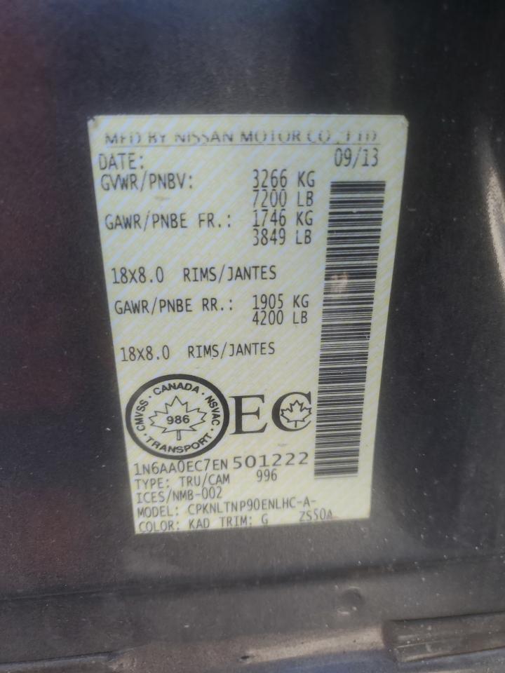 2014 Nissan Titan S VIN: 1N6AA0EC7EN501222 Lot: 80157145