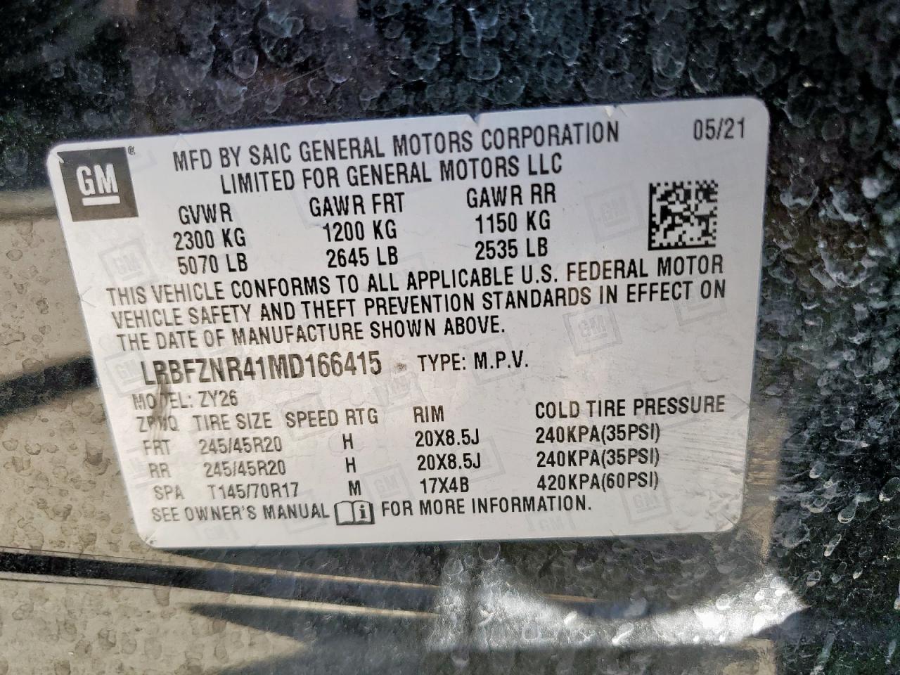 2021 Buick Envision Essence VIN: LRBFZNR41MD166415 Lot: 71991435