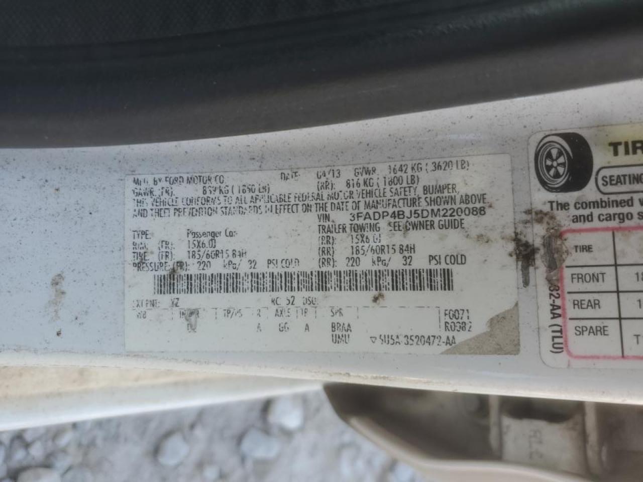 2013 Ford Fiesta Se VIN: 3FADP4BJ5DM220088 Lot: 71546655