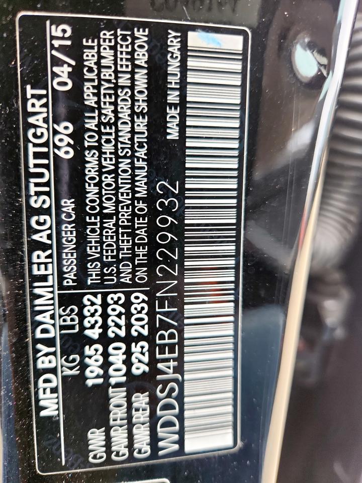 2015 Mercedes-Benz Cla 250 VIN: WDDSJ4EB7FN229932 Lot: 71504835