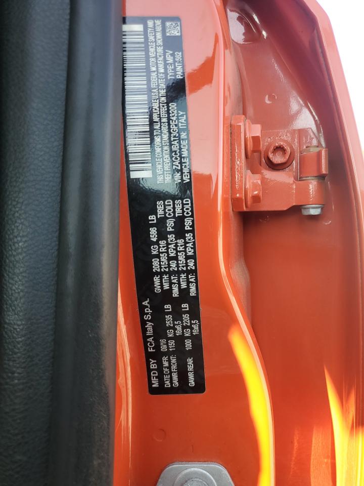 2016 Jeep Renegade Sport VIN: ZACCJBAT3GPE43200 Lot: 81718525