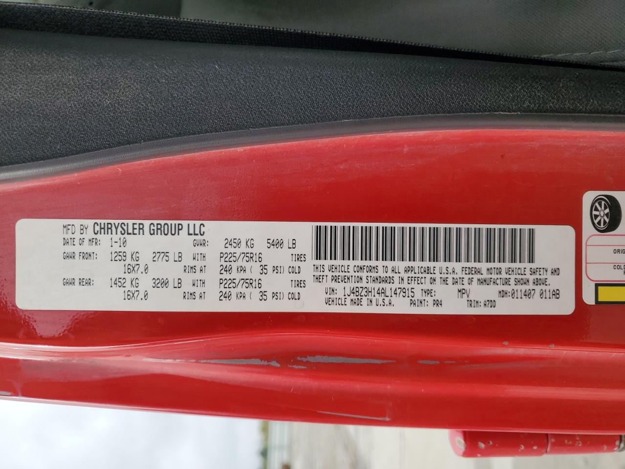 2010 Jeep Wrangler Unlimited Sport VIN: 1J4BZ3H14AL147915 Lot: 81660295