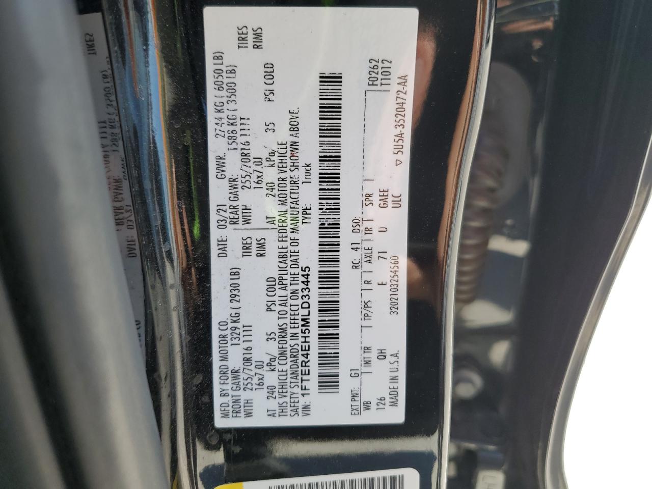 2021 Ford Ranger Xl VIN: 1FTER4EH5MLD33445 Lot: 81291455