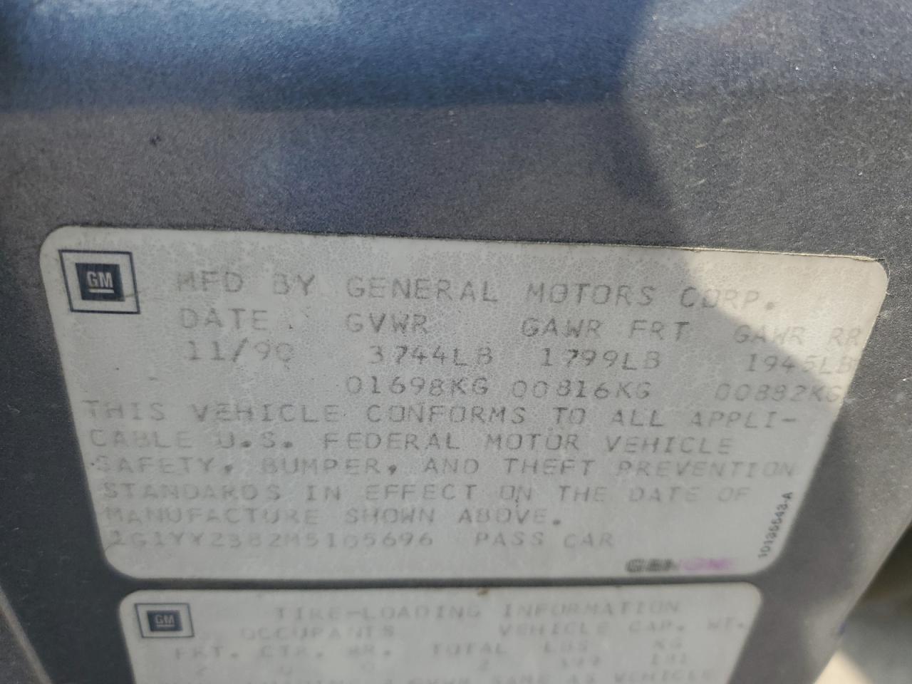 1991 Chevrolet Corvette VIN: 1G1YY2382M5105696 Lot: 80547455