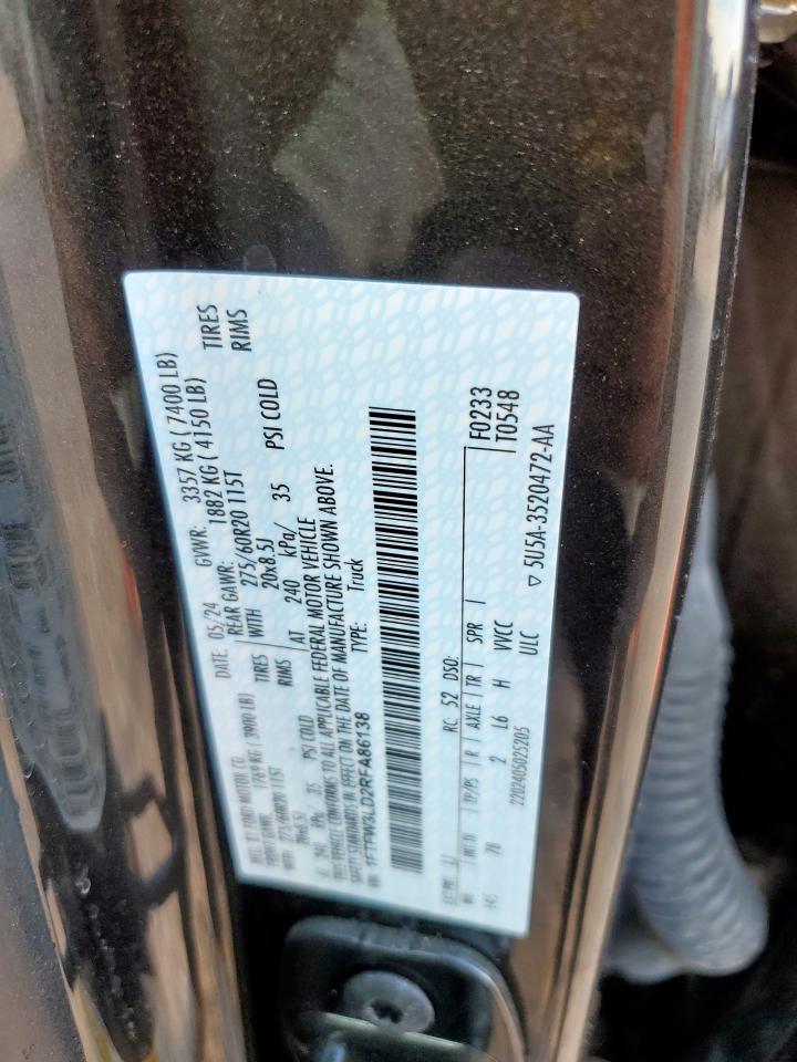 2024 Ford F150 Xlt VIN: 1FTFW3LD2RFA86138 Lot: 81646135