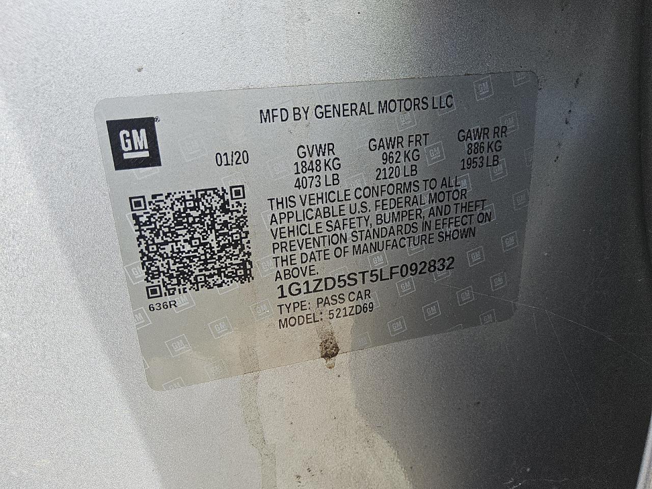 2020 Chevrolet Malibu Lt VIN: 1G1ZD5ST5LF092832 Lot: 81339945