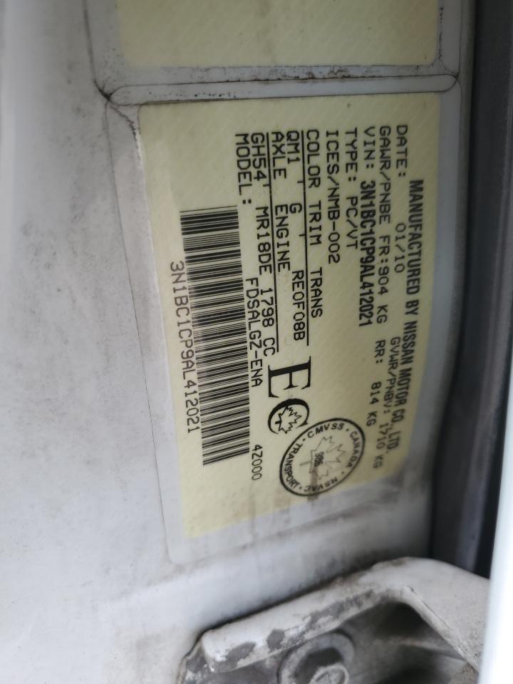 2010 Nissan Versa S VIN: 3N1BC1CP9AL412021 Lot: 81651685