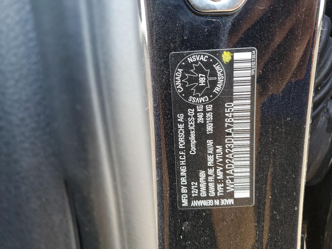 2013 Porsche Cayenne Gts VIN: WP1AD2A23DLA76450 Lot: 84549495