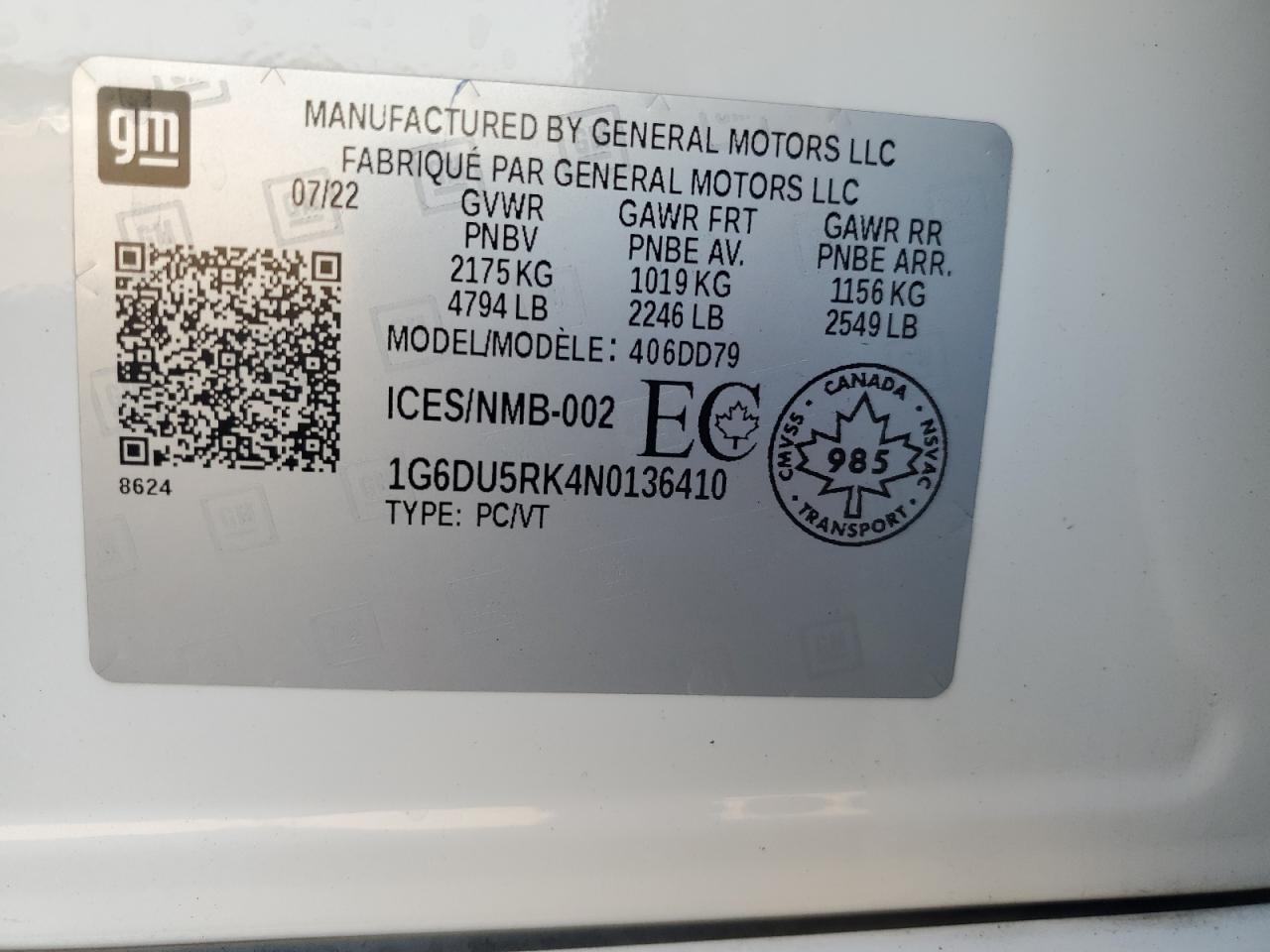 2022 Cadillac Ct5 Sport VIN: 1G6DU5RK4N0136410 Lot: 81114955