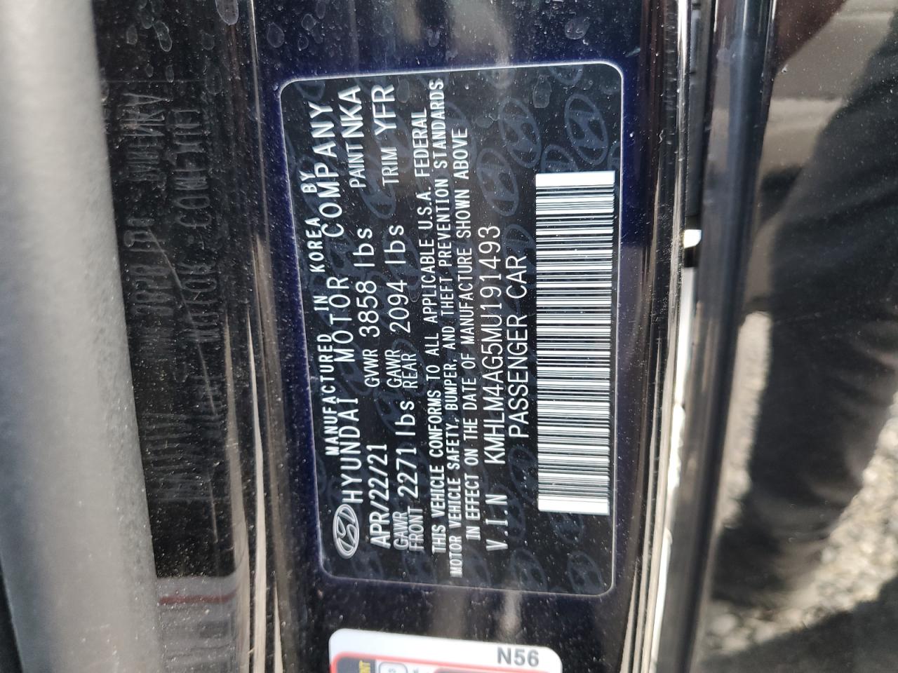 2021 Hyundai Elantra Sel VIN: KMHLM4AG5MU191493 Lot: 80224175