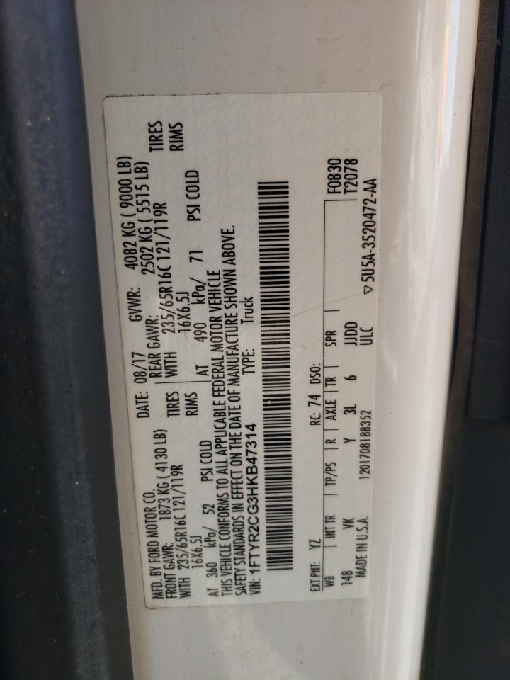 2017 Ford Transit T-250 VIN: 1FTYR2CG3HKB47314 Lot: 80277135