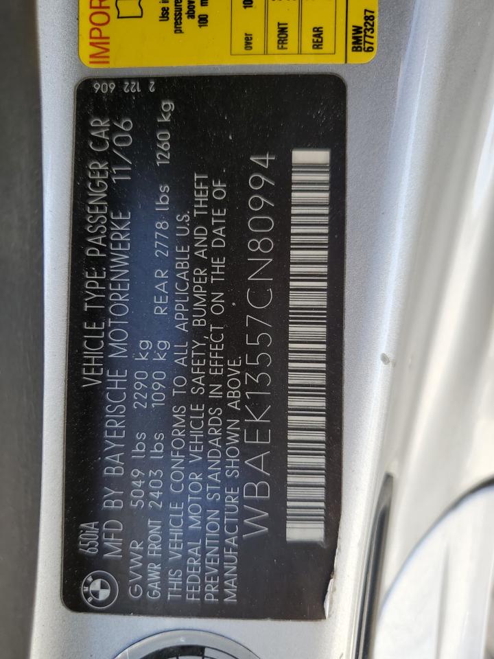 2007 BMW 650 I VIN: WBAEK13557CN80994 Lot: 84056245