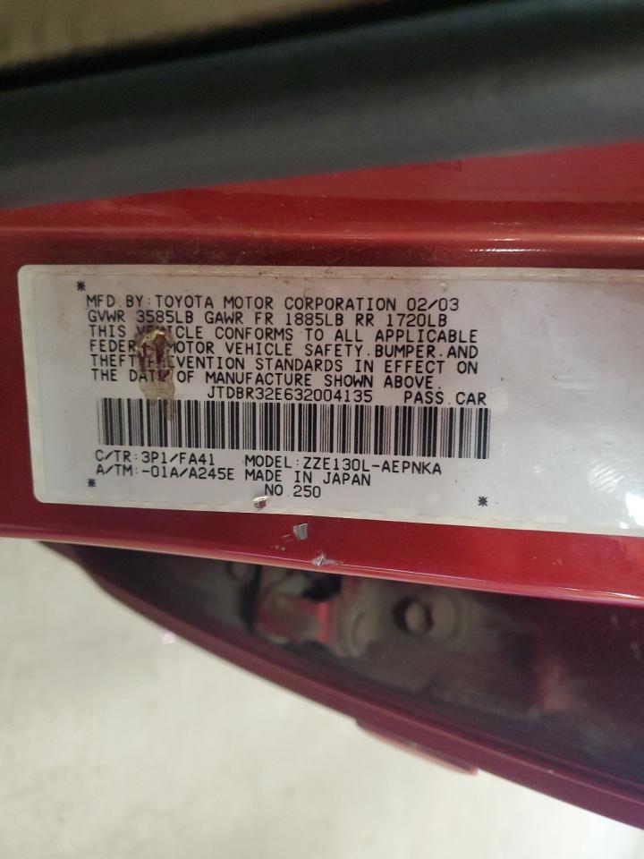 2003 Toyota Corolla Ce VIN: JTDBR32E632004135 Lot: 80519075