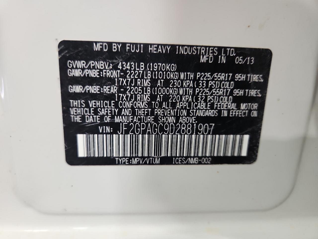 2013 Subaru Xv Crosstrek 2.0 Limited VIN: JF2GPAGC9D2881907 Lot: 81145615