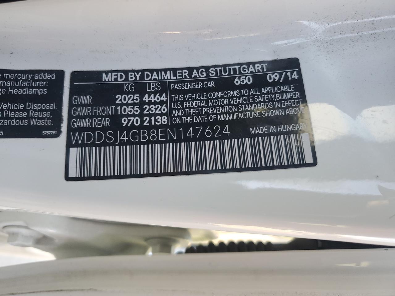 2014 Mercedes-Benz Cla 250 4Matic VIN: WDDSJ4GB8EN147624 Lot: 81830465