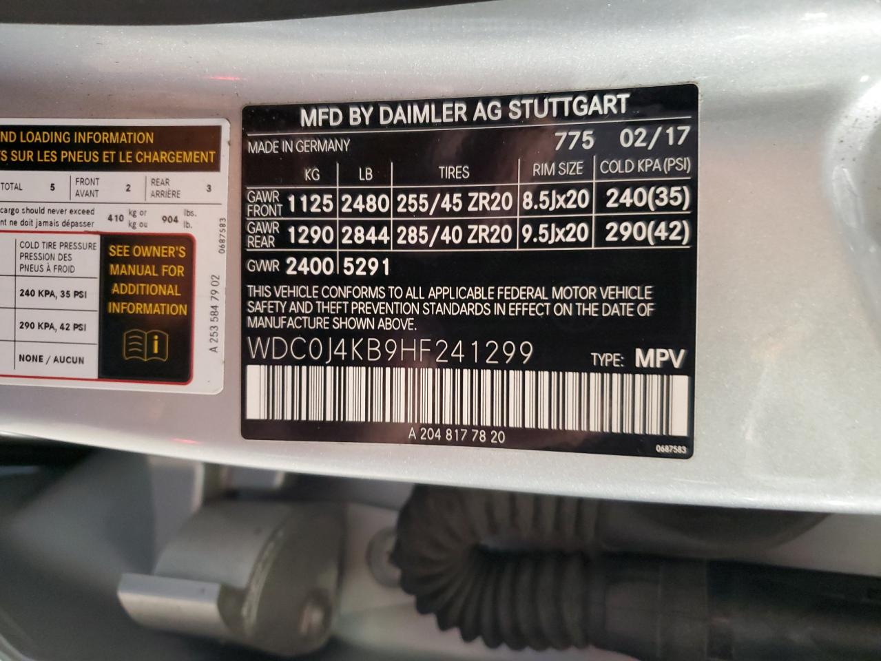 2017 Mercedes-Benz Glc Coupe 300 4Matic VIN: WDC0J4KB9HF241299 Lot: 84364595