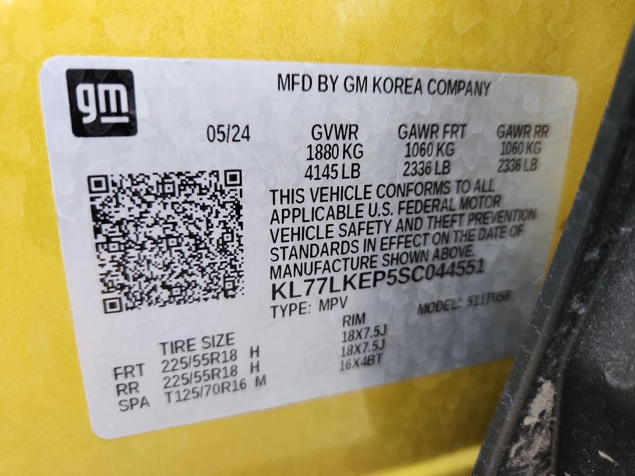 2025 Chevrolet Trax Activ VIN: KL77LKEP5SC044551 Lot: 80707465