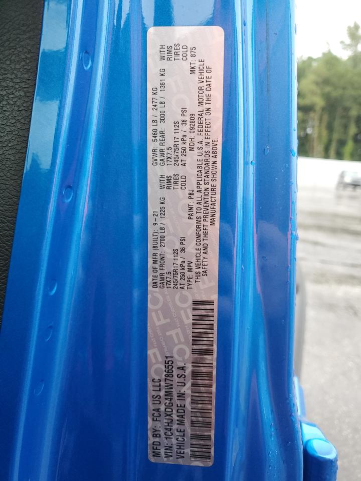 2021 Jeep Wrangler Unlimited Sport VIN: 1C4HJXDG4MW786551 Lot: 71394445