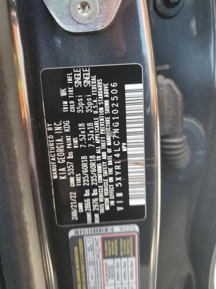 2022 Kia Sorento S VIN: 5XYRL4LC7NG102506 Lot: 81659095