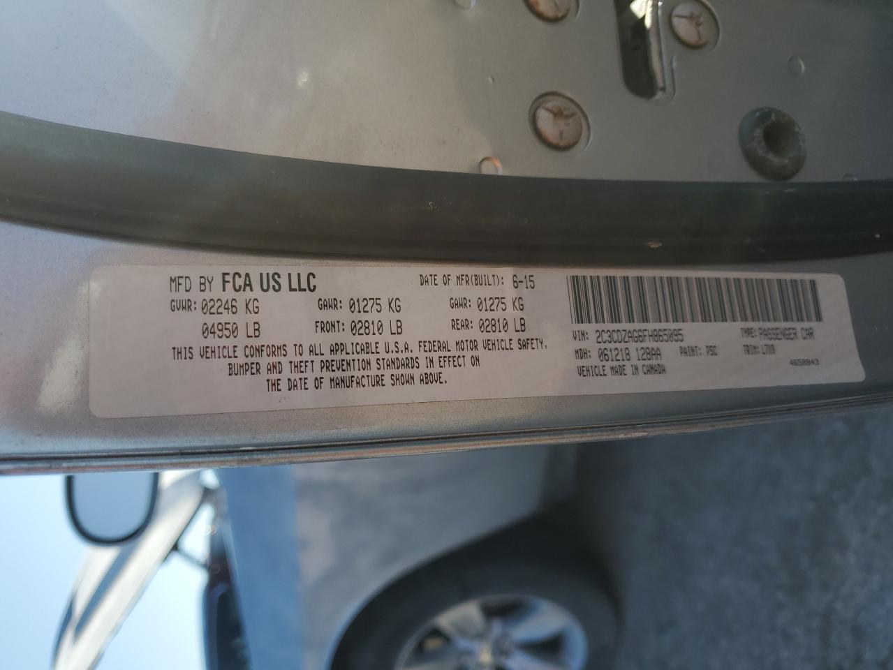 2015 Dodge Challenger Sxt VIN: 2C3CDZAG6FH865095 Lot: 80318885