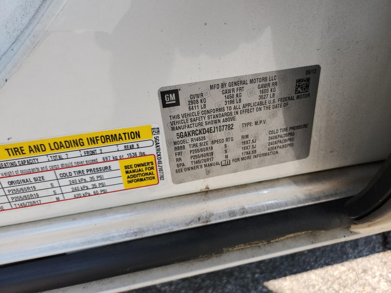 2014 Buick Enclave VIN: 5GAKRCKD4EJ107782 Lot: 69387345