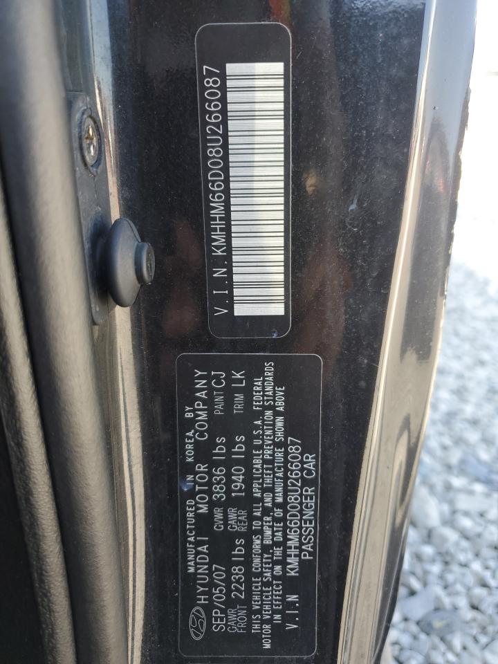 2008 Hyundai Tiburon Gs VIN: KMHHM66D08U266087 Lot: 71197855