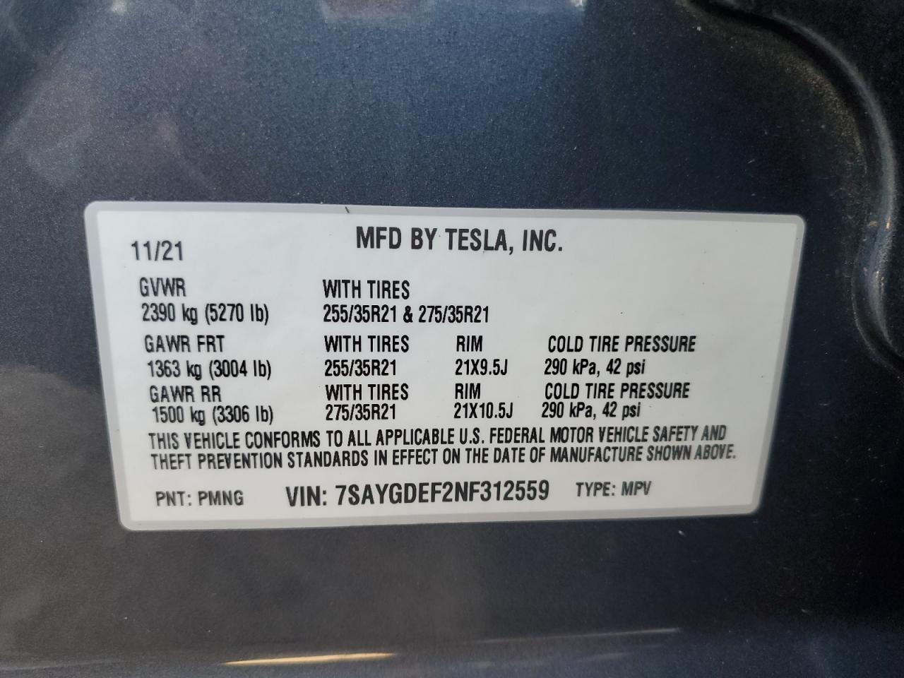 2022 Tesla Model Y VIN: 7SAYGDEF2NF312559 Lot: 80839405