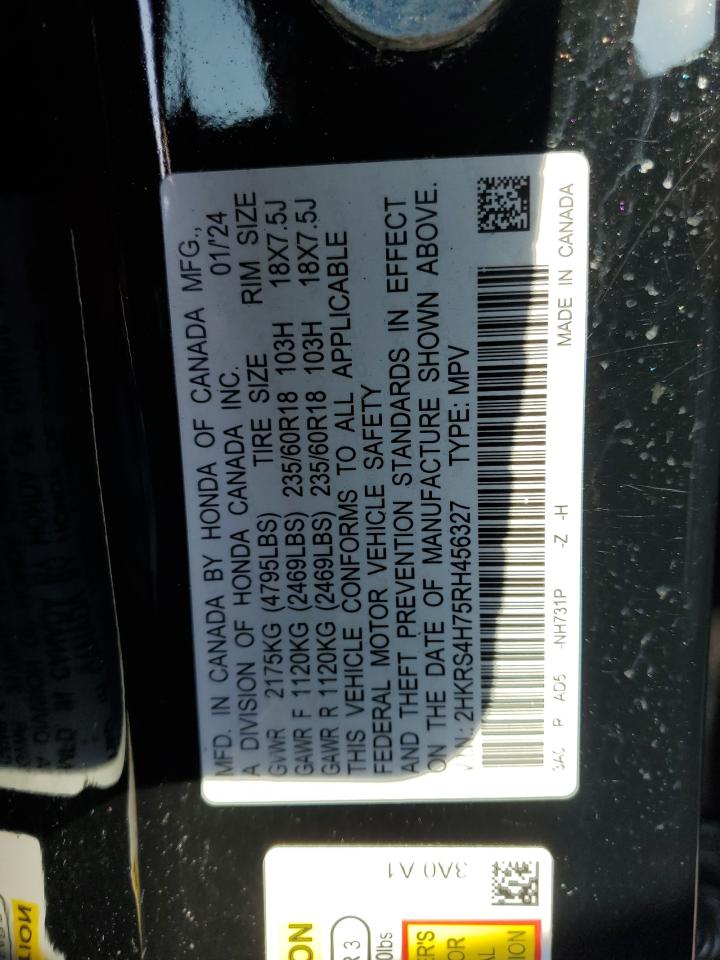 2024 Honda Cr-V Exl VIN: 2HKRS4H75RH456327 Lot: 81643595