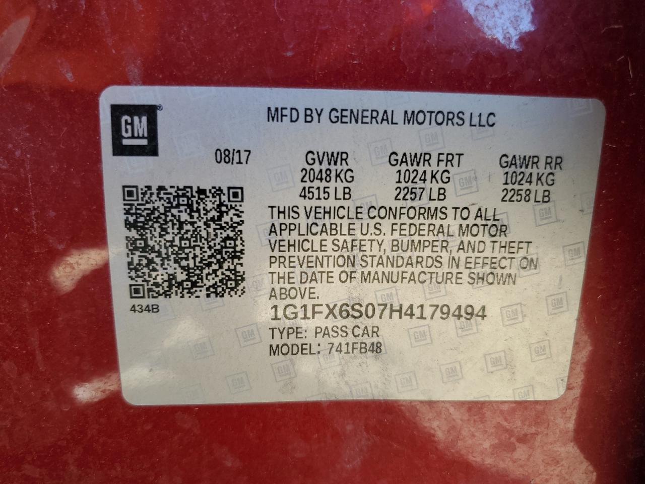 2017 Chevrolet Bolt Ev Premier VIN: 1G1FX6S07H4179494 Lot: 84258215